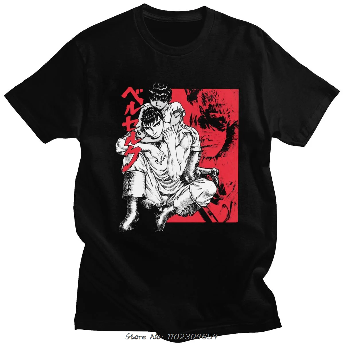 

Fashion Japanese Anime Berserk T Shirt Men Cotton Guts T-shirt Short Sleeve Manga Gattsu Tees Streetwear Gift