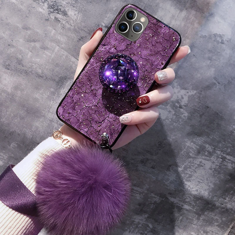Luxury Diamond Lanyard Bracket Case For iPhone 13 11 12Pro Max XR XS Max 6 6S 8 7 Plus 12mini SE2020 Bling Crystal Holder Cover