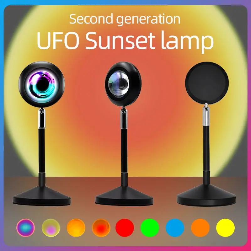 

Rainbow Red Projector RGB UFO Lamp USB Colorful Atmosphere Led Light Remote Control Background Wall Decoration Lighting