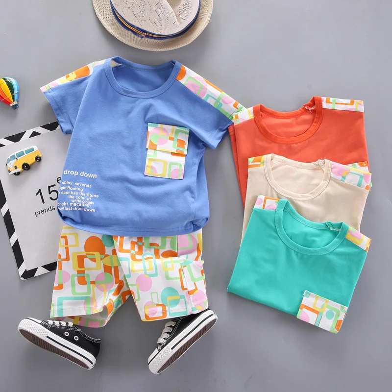 

Summer New Baby Boys Personalized Letter Printing Clothing Sets Fashion Cotton T-shirt+Shorts Kids 2pcs Infant Clothes for 0-4Y