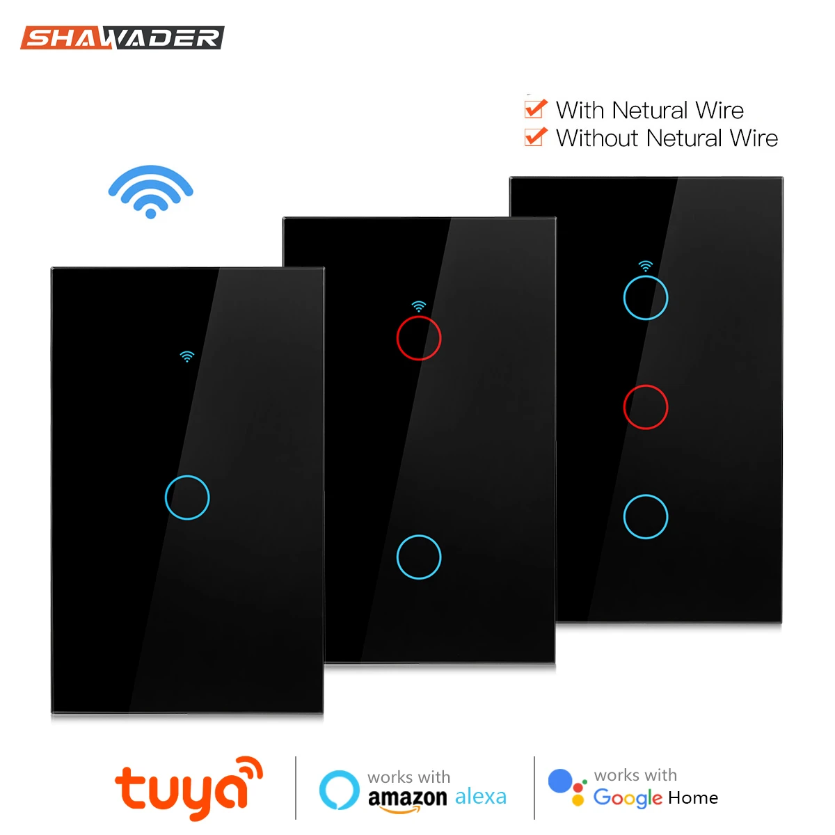 

Смарт-выключатель настенный, Wi-Fi, голосовое управление