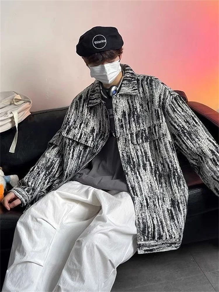 Куртка мужская джинсовая Свободный Топ с оборками уличная одежда в стиле