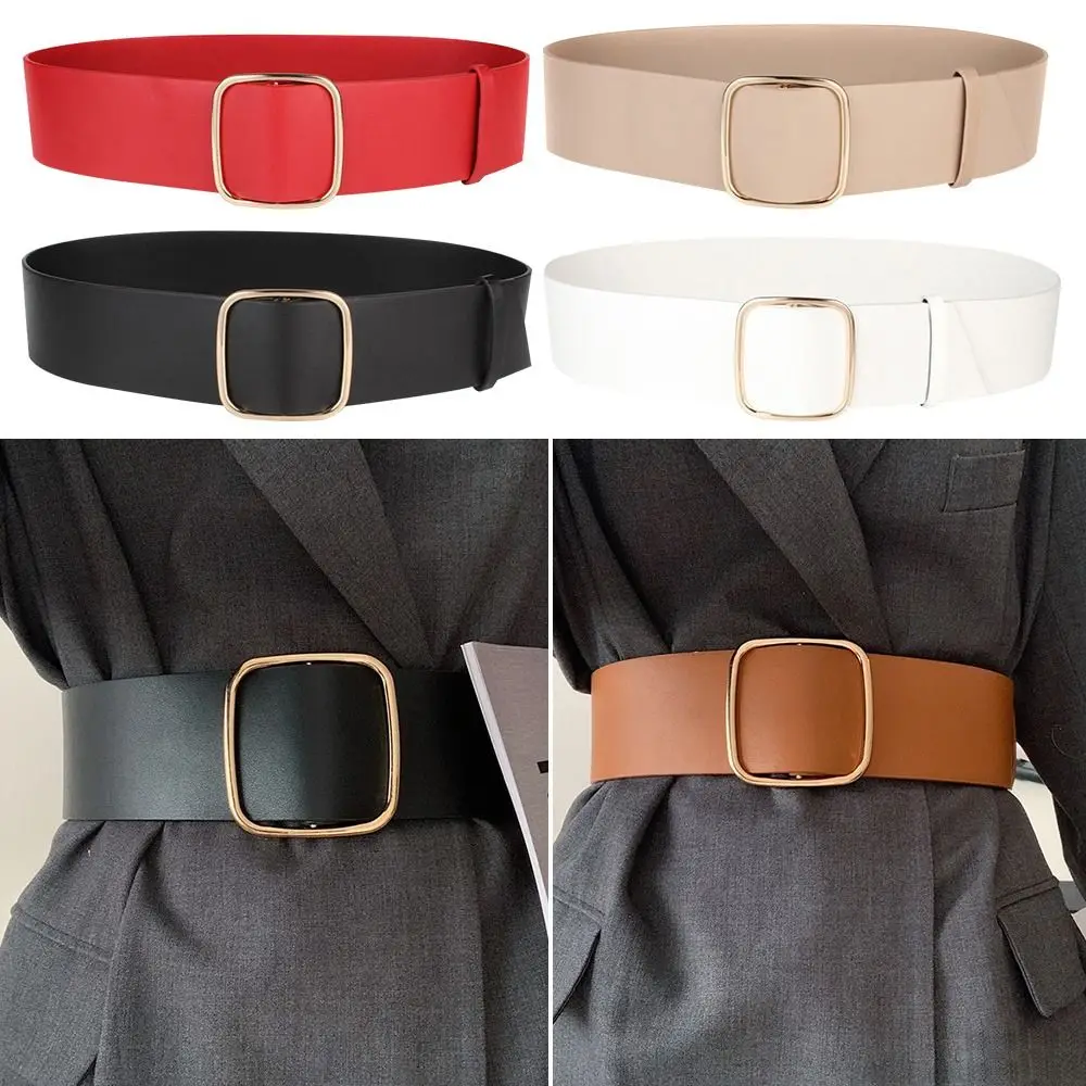 

Fashion Casual Retro Vintage Trouser Dress Belts Wide Waist Strap Leather Belt No-hole Buckle Waistband