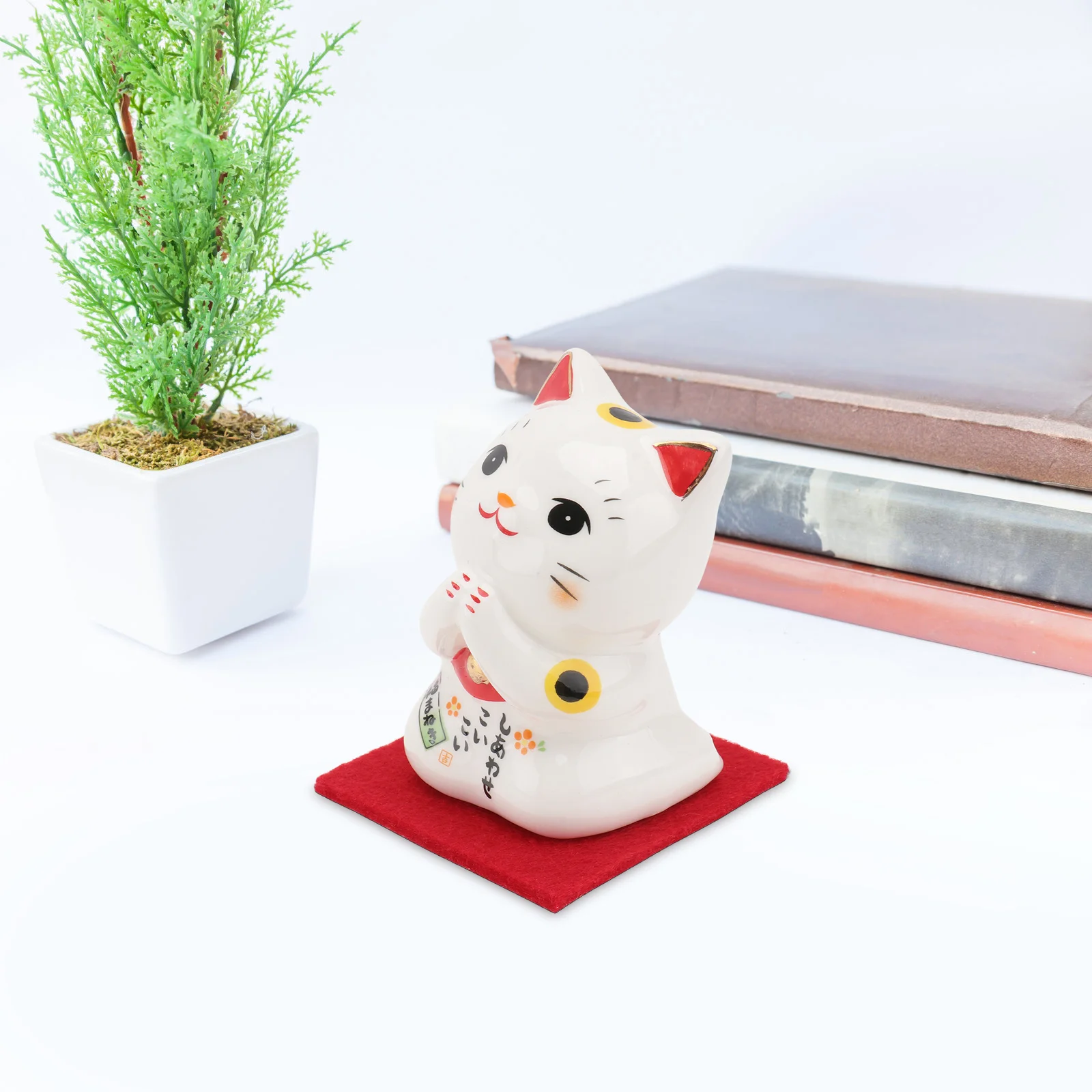 

Cat Lucky Fortune Figurine Statue Neko Maneki Japanese Ceramic Decor Ornament Figurinescar Animaldesktop Sculpture Desk