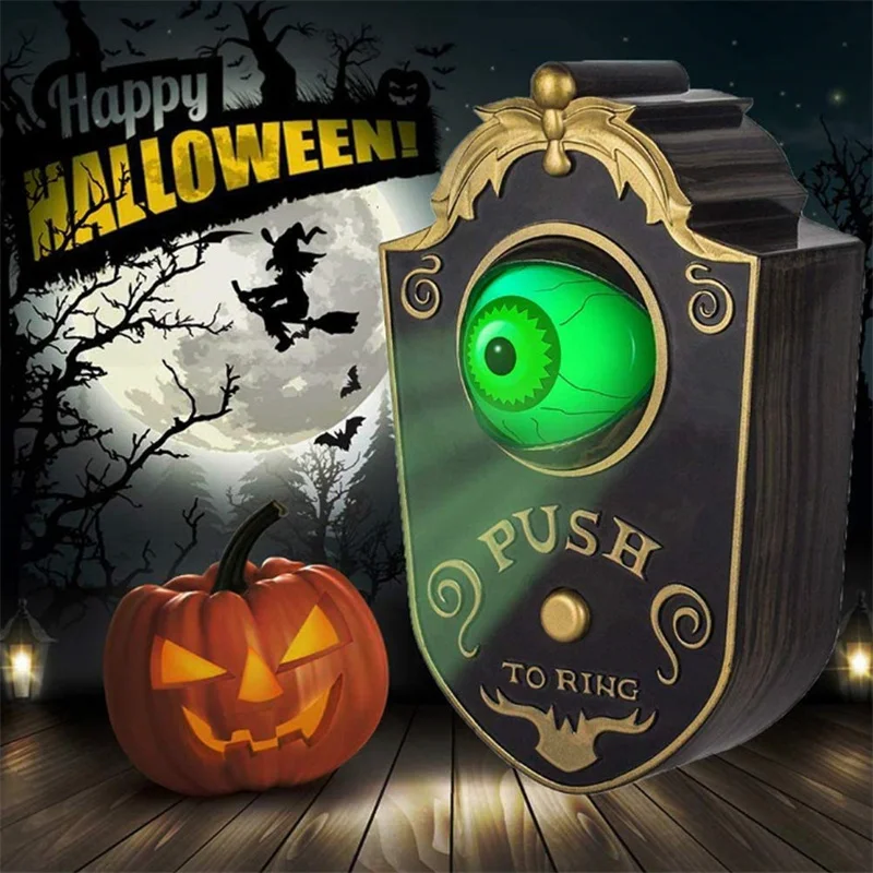 

NEW Halloween One Eyed Doorbell Haunted Decoration Horror Props Glowing Hanging Piece Door Hanging Doorbell Eyeball Bell Decor