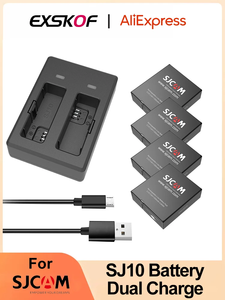 Зарядное устройство для экшн-камеры SJCAM SJ10 PRO SJ10X SJ10 Dual Screen, 1300 мАч