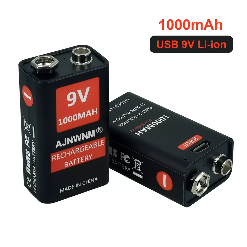 

NEW 9V 1000mAh li-ion Rechargeable battery Micro USB Batteries 9 v lithium for Multimeter Microphone Toy Remote Control KTV use