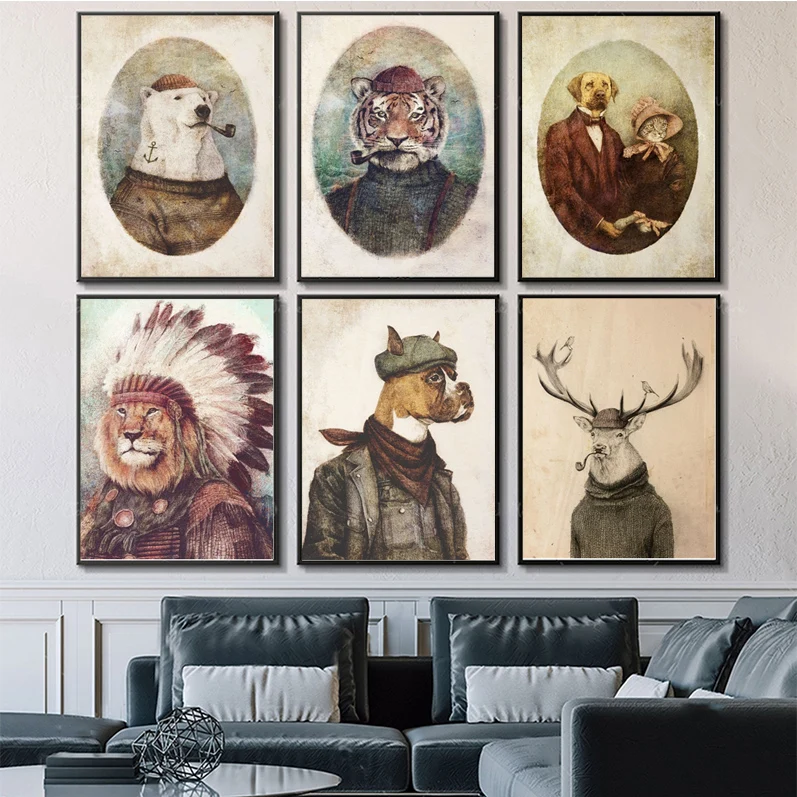 

Vintage Animal Sketch Poster Anime Posters Sticky HD Quality Poster Wall Art Painting Study Wall Decor