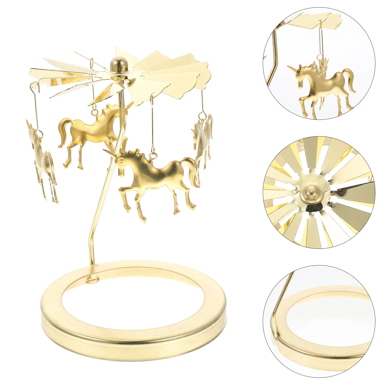 

Holder Metal Rotating Candlestick Tea Light Stand Tealight Rotary Carousel Desktop Christmas Wedding Part Lid Cover