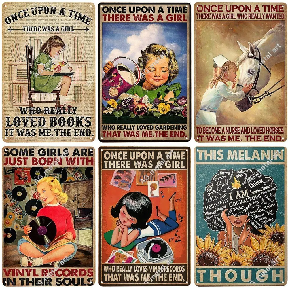 A Girl Who Loves Vinyl Record Vintage Metal Sign Stay Wild Moon Child Decorative Plate Home Garden Dream Poster Wall Decor