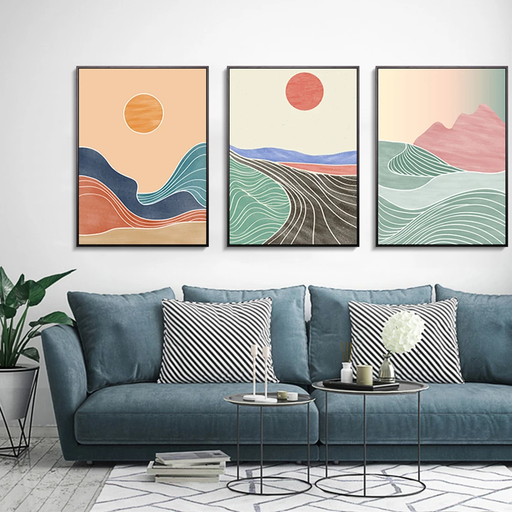 

Абстрактный пейзаж, линия, искусство, холст, живопись, нейтральная настенная печать, Минималистичная Гора, линии бохо, абстрактная фотография