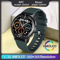 2022 new 360360 amoled women smartwatch for huawei smart watch men nfc access bluetooth call body temperature health wristwatch