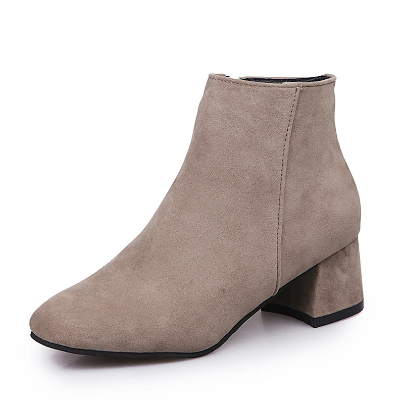 

Women's Boots 2022 New Autumn for Women Fashion Solid Color Short Boots Side Zipper Suede Thick Heel Short Boots of Ankle Boots