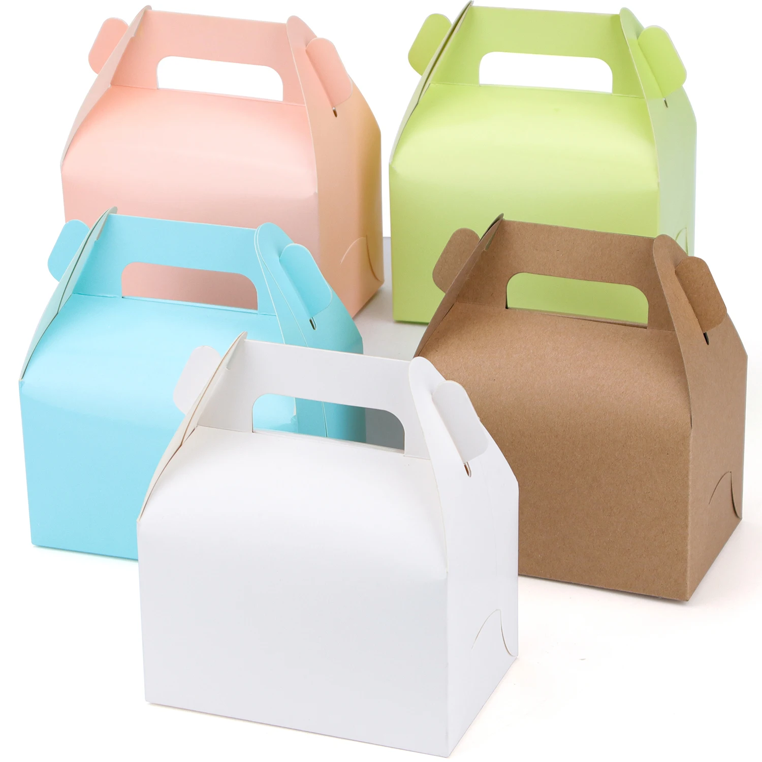 

10pcs/20pcs/cardboard gift cake box dessert Gift Box Pink Green wedding day convenient carrying carton can be customized logo