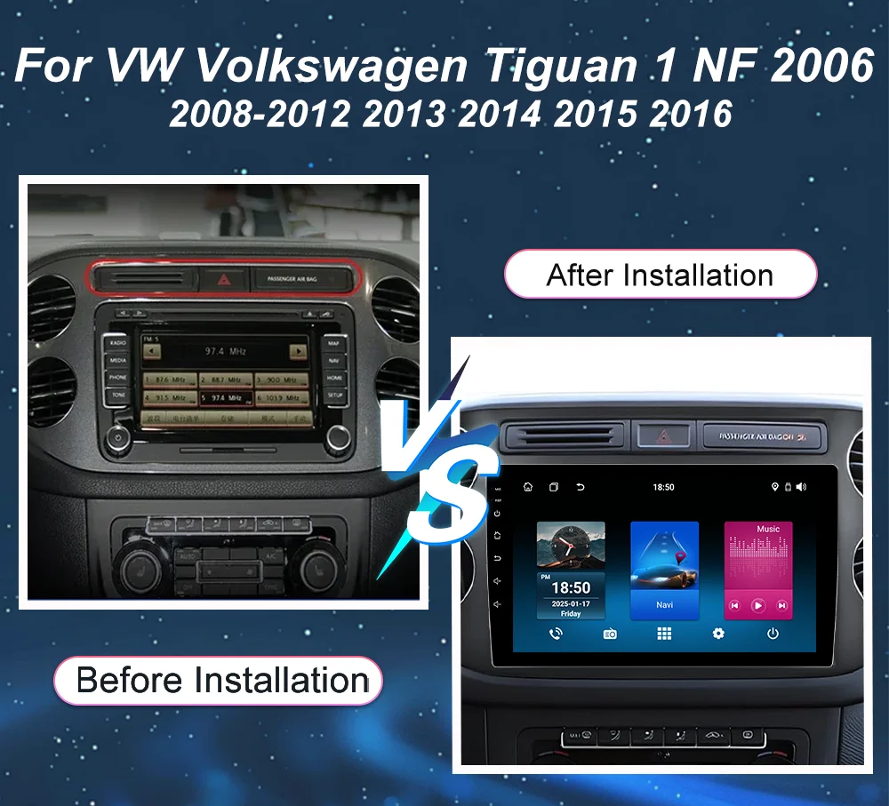 Фото Автомобильный радиоприемник Android 16 для VW Volkswagen Tiguan 1 NF 2006 2008-2012 2013 2014 2015 2016, авто GPS-навигация, головное устройство DVD №2