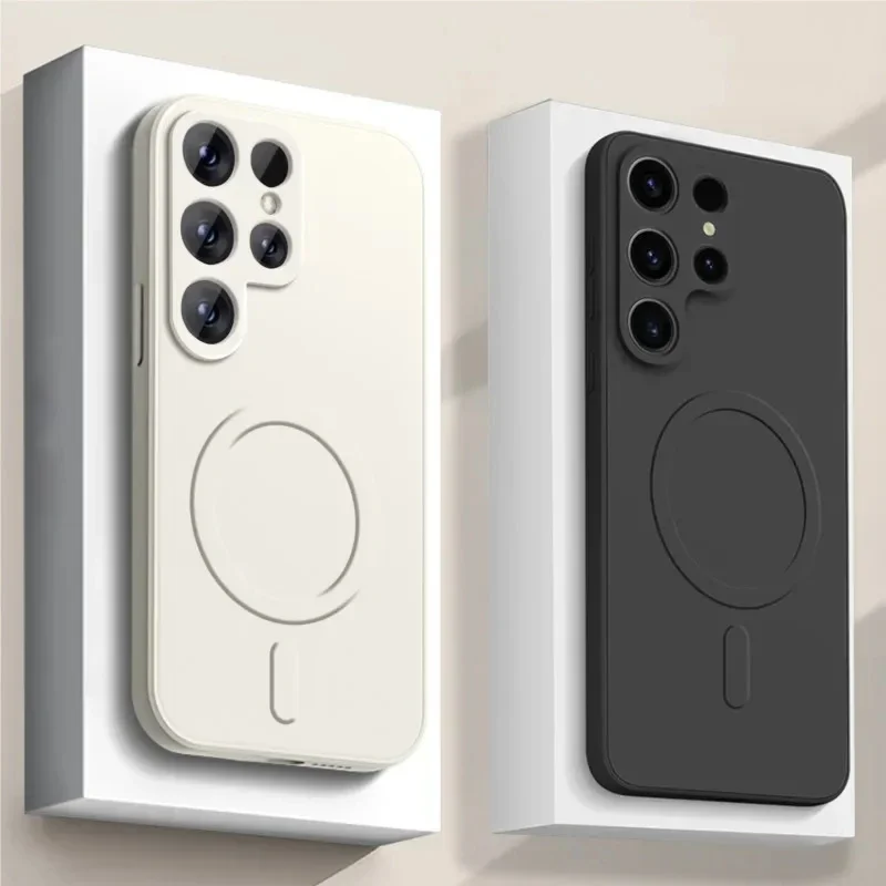 Оригинальный жидкий силиконовый магнитный чехол для беспроводной зарядки Samsung