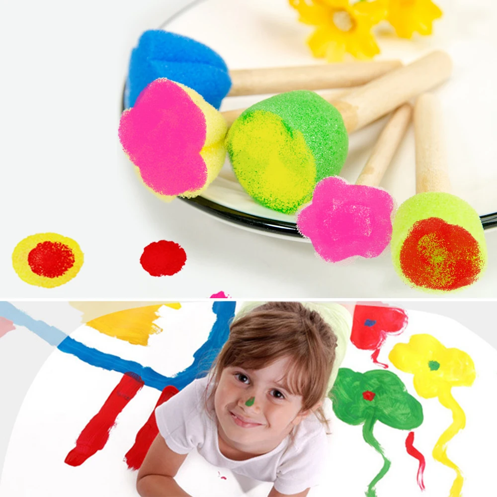 

5pcs/lot Creative Sponge Brush Children Art DIY Flower Painting Tools Baby Funny Colorful Flower Pattern Drawing Toys Gift