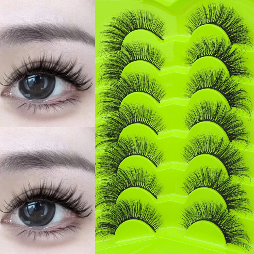 

Cat Eye Manga Lashes Extension Fluffy Natural Dense Faux Mink Winged End Eye Elongated False Eyelashes Makeup For Women 7Pairs