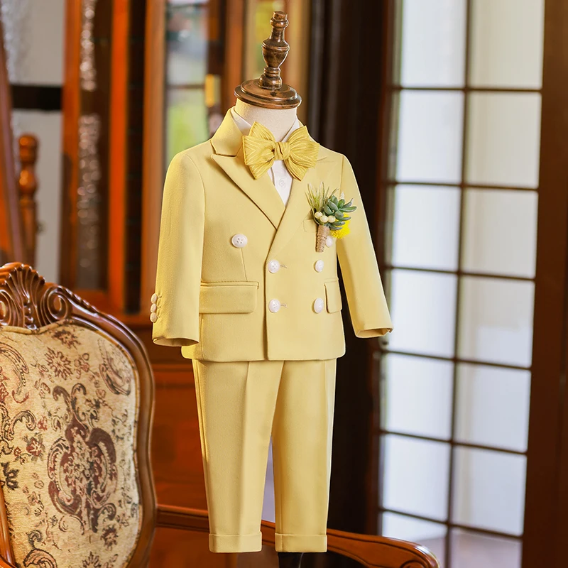 

Boy's Two-piece Suit Boy Suits High Quality Peaked Lapel Double Breasted Blazer Pants Set Colorful Elegant Children Full 2023