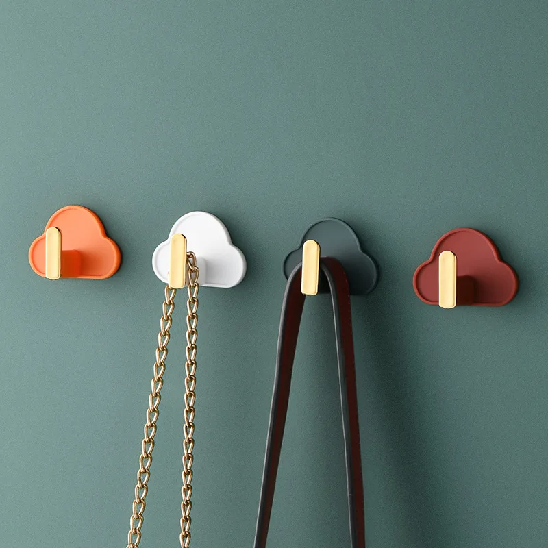 

4Pcs Cloud Shape Hook Fashion Seamless Key Hook Kitchen Bathroom Waterproof Hole-Free Hook Home Storage Hook