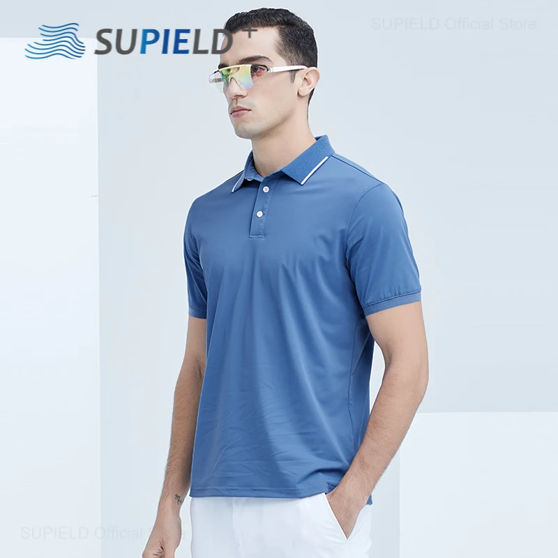 

Рубашка-поло SUPIELD мужская из вискозы, легкий дышащий Быстросохнущий топ с отложным воротником, Повседневная модная одежда, лето