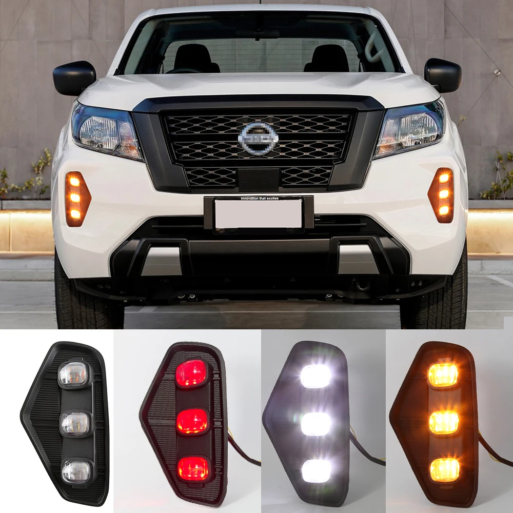 

2PCS Yellow Turn Signal Lamp Relay Car 12V LED DRL Day Light LED Daytime Running Light For Nissan Navara 2020-2022