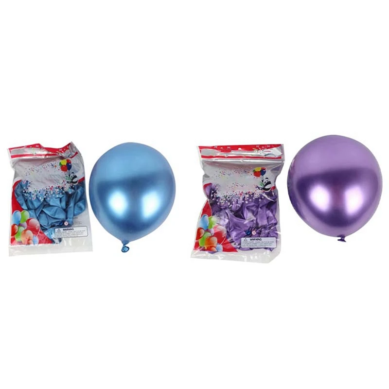 

100Pcs 10 Inch Metallic Latex Balloons Thick Chrome Glossy Metal Pearl Balloon Globos For Party Decor, Blue & Purple