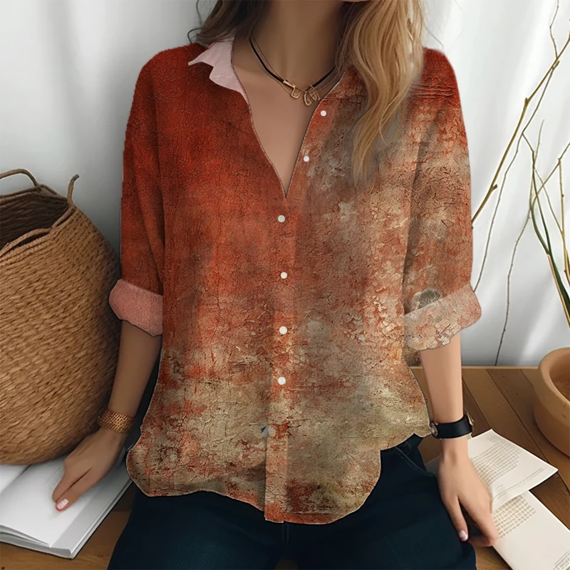 

Женская элегантная рубашка с отложным воротником, модная темпераментная новая рубашка с длинным рукавом, осенняя рубашка с персонализированным 3D принтом