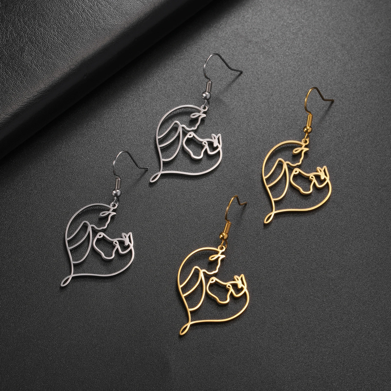 Серьги-подвески Cazador для женщин ювелирные изделия из нержавеющей стали с лицом