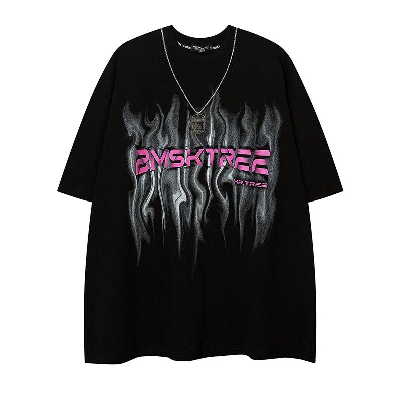 

Футболка мужская с коротким рукавом, модный брендовый Свободный Топ в американском стиле, в стиле хип-хоп, Однотонная рубашка с коротким рук...