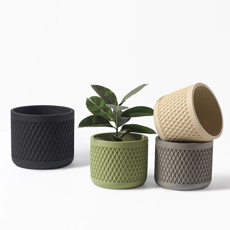 Рельефная силиконовая форма с алмазным цементом и цветочным горшком домашняя