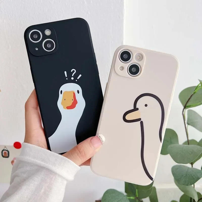 

Cartoon Goose Phone Case for iPhone 14 13 12 11 Pro Max Soft Silicon Back Cover for iPhone X XR XS Max 7 8 6 6s Plus Se 2020