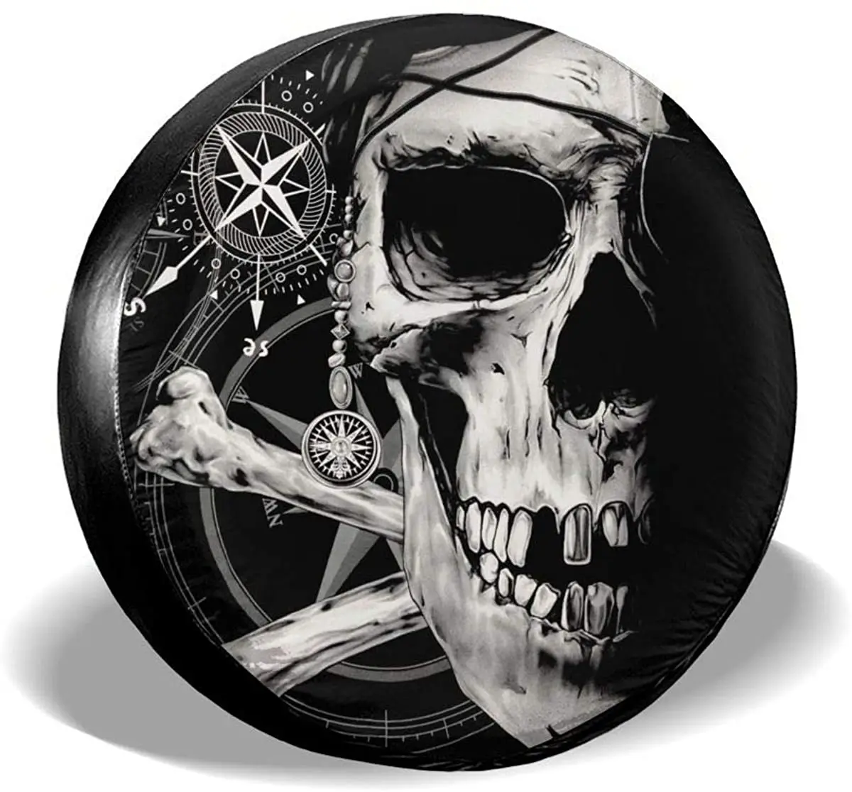 

DIYAB Pirate Skull and Compass Wheel Tire Cover Spare Tire Cover (14 inches-17 inches)