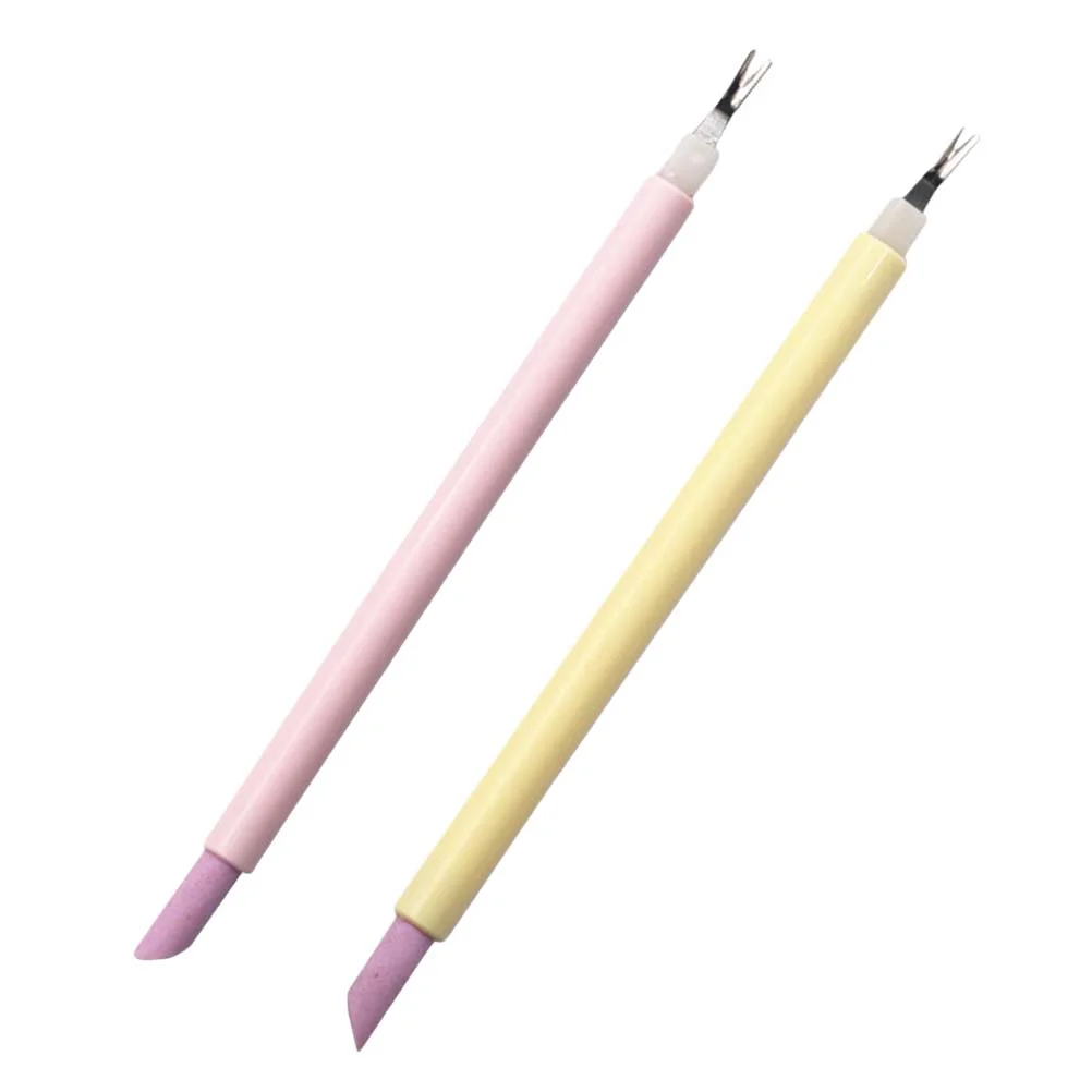 

2 Pcs Stainless Steel Cuticle Pusher Manicure Tools Dead Skin Fork Callus Removal Acrylic Nails