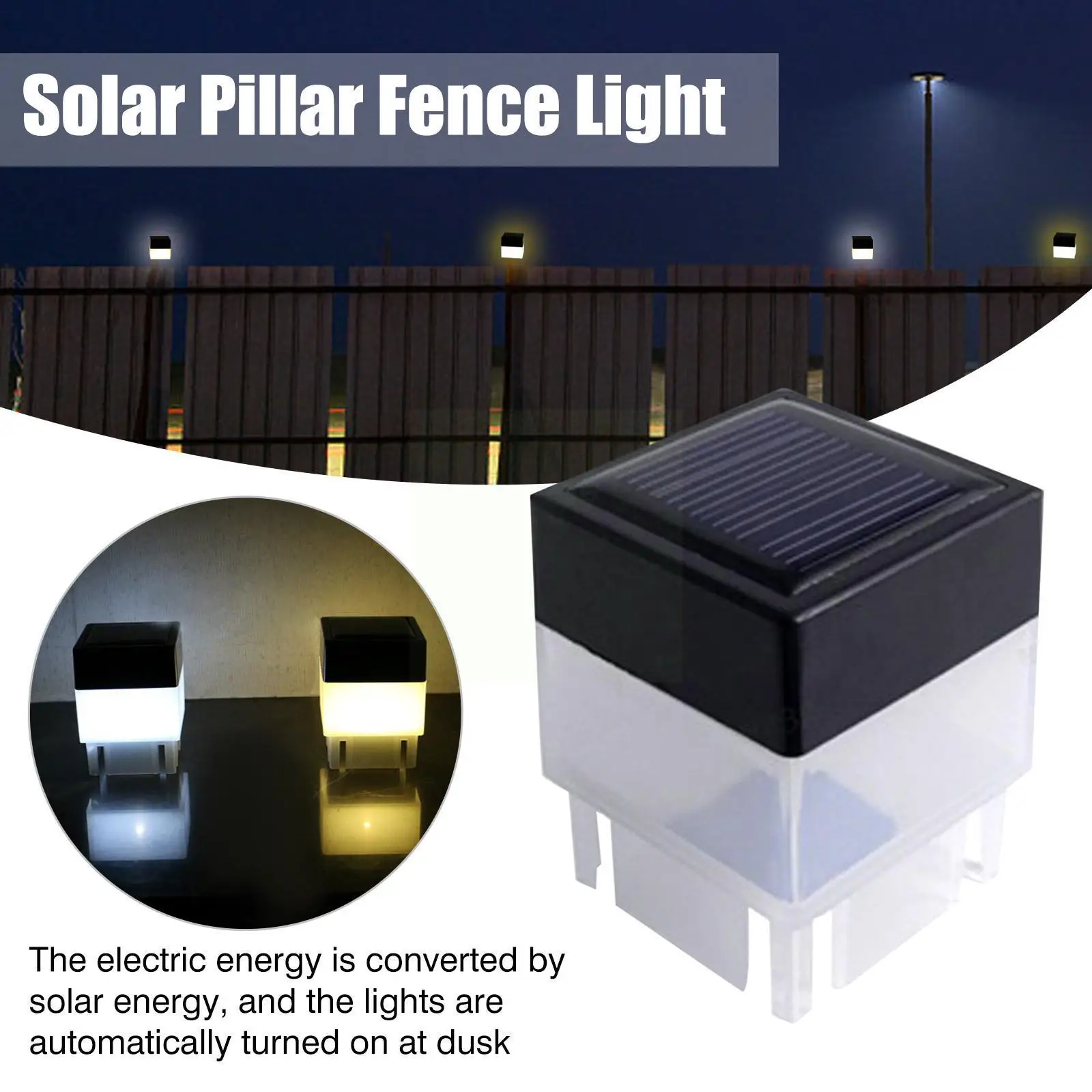 

Solar Post Lights Outdoor Warm/white High Brightness Led Lighting Solar Powered Cap Light Waterproof For Yard Fence Deck & D9p9