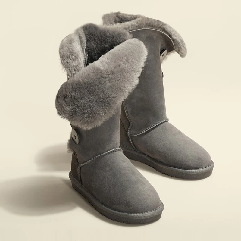 

Зимние женские меховые высокие сапоги Челси 2022 Новая мода до середины икры теплая плюшевая женская повседневная обувь Брендовая замшевая ж...