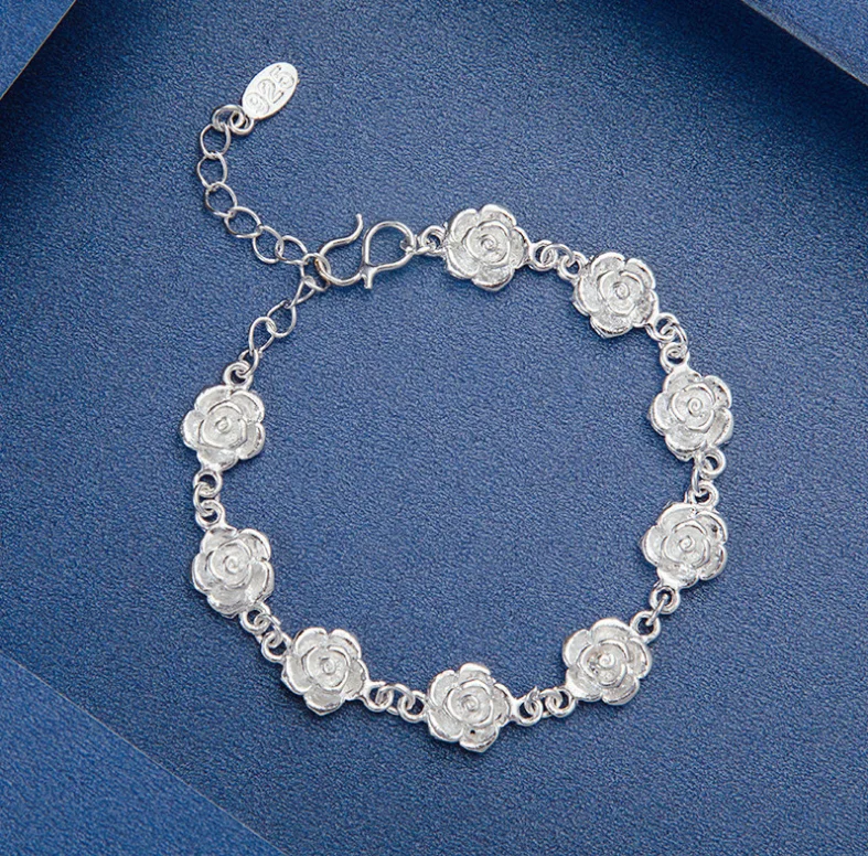 

ANGLANG Elegant Women Fashion Charm Bracelets with Rose Design Adjustable Chain Bracelet Wedding Jewelry Accessories