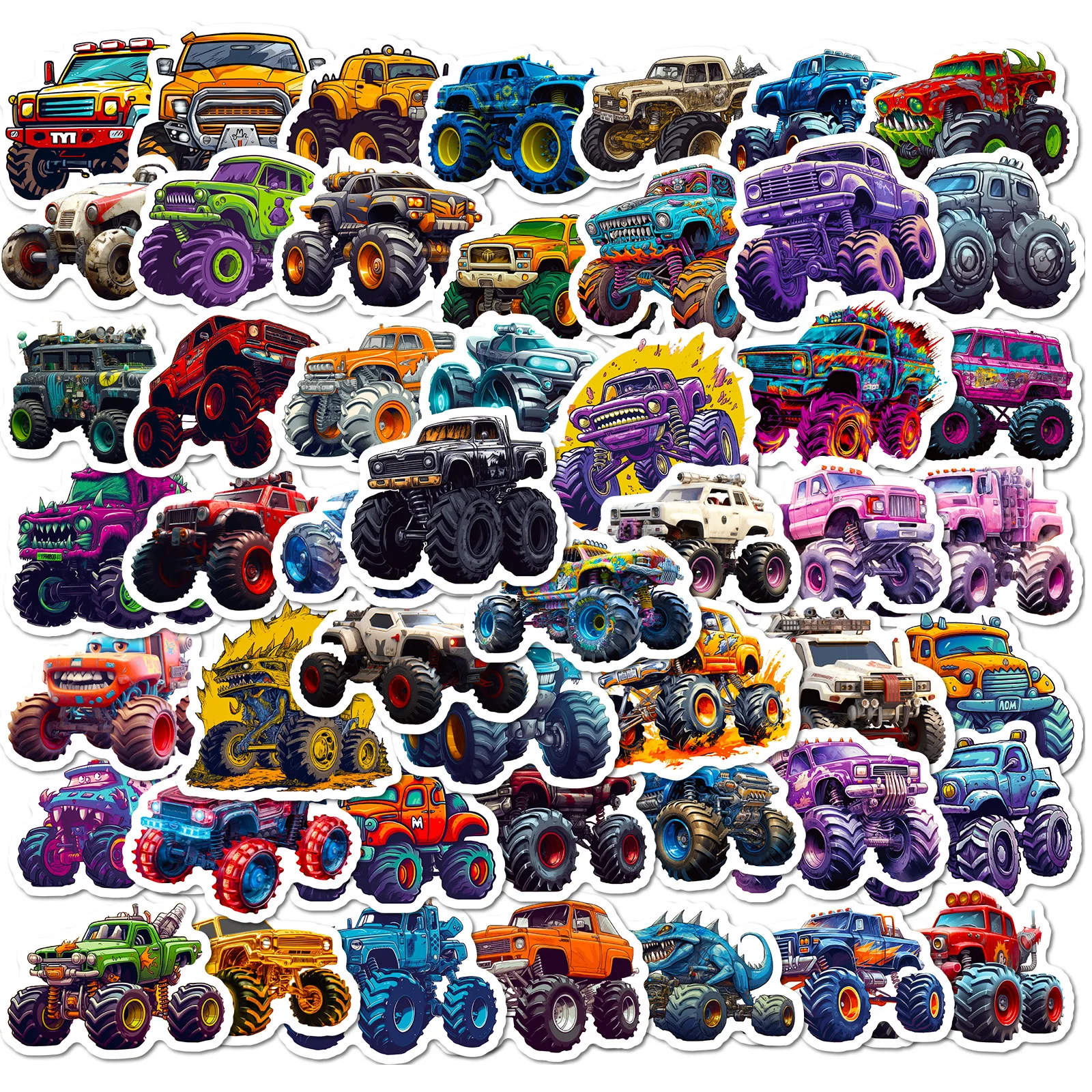 

10/25/50pcs Cartoon Vehicle Monster Truck Stickers for DIY Scrapbook Stationery Water Bottle Phone Laptop Guitar Kids Toy