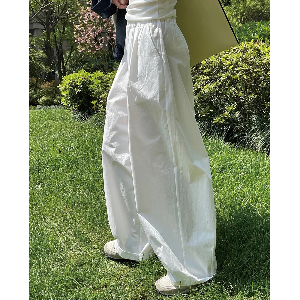 Summer New Fashion Simple High Waist Wide Leg Casual Pants Loose and Thin Casual Trousers Women