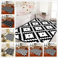 white and black geometric living room area rug home kids play rug crystal velvet anti slip bedroom kitchen carpet floor mat door