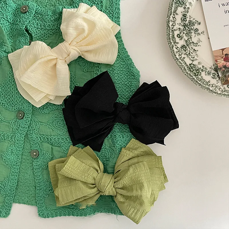

Korean Handmade Bows Hair Clips Pin for Women Fashion Geometric Solid Barrettes Headwear Girls Sweet Hairpins Hair Accessories
