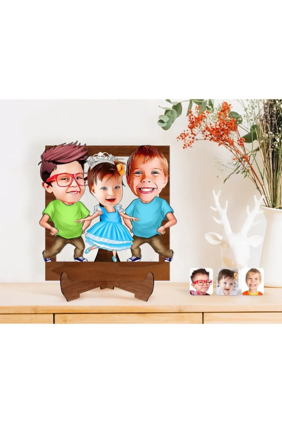 

Personalized Valentine Cartoon Wooden Trinket Table Clock-52