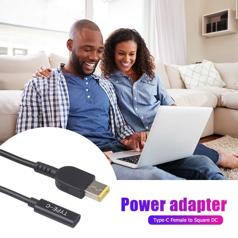 USB-разъем Type-C с квадратным разъемом постоянного тока и кабелем-переходником PD для Lenovo Thinkpad