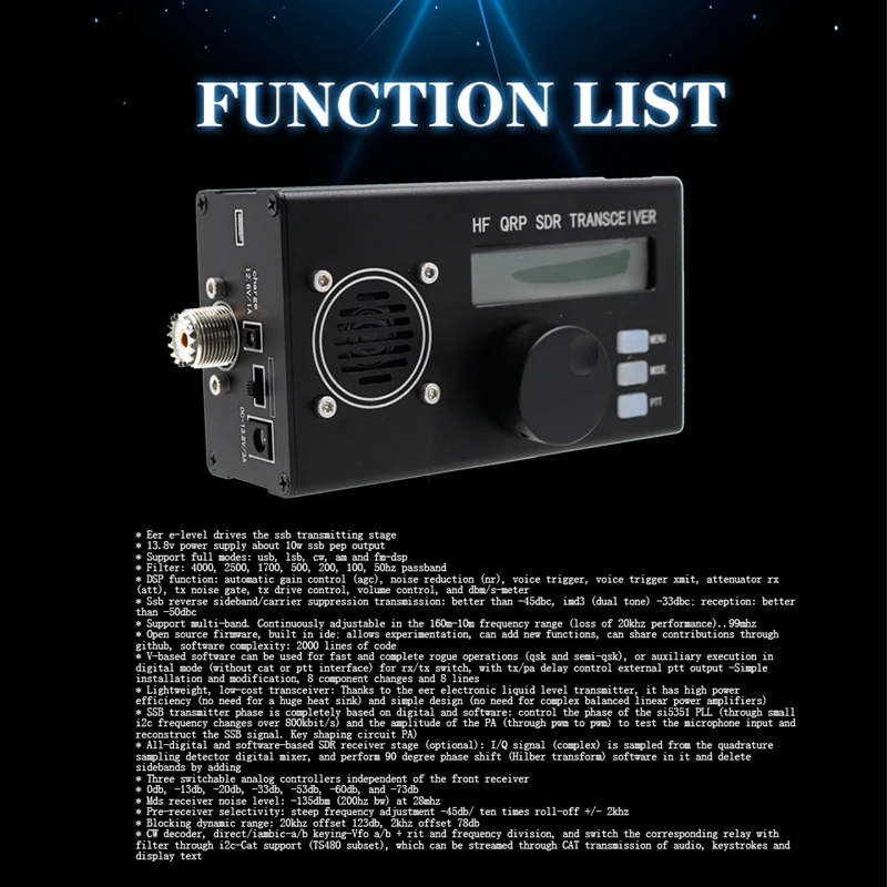 USDX USDR HF QRP SDR трансивер SSB/приемопередатчик непрерывного действия 8-Band 5W DSP с черным