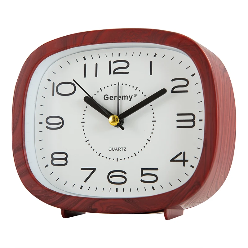 Простой деревянный зернистый прикроватный квадратный будильник для пожилых