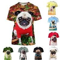 new cute pet dog funny pug 3d printed t shirt men ladies kids short sleeve breathable lightweight summer sports cool top