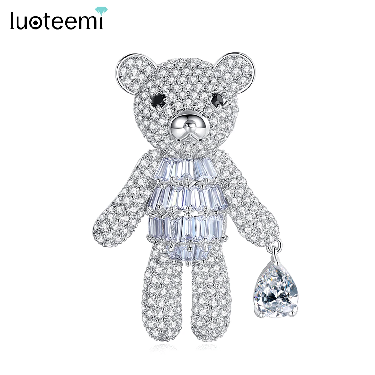

LUOTEEMI Cute White Bear Woman Brooch Pins Animal Creature Spilla Da Donna Pins Cubic Zirconia Jewelry Free Shipping Friend Gift