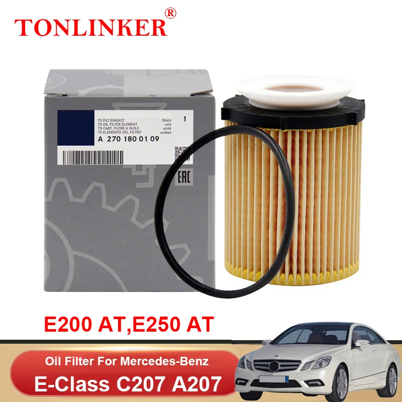 

TONLINKER Oil Filter A2701800109 For Mercedes Benz E Class C207 A207 2013-2017 E200 E250 2.0L M274 Car Accessories A2701840225