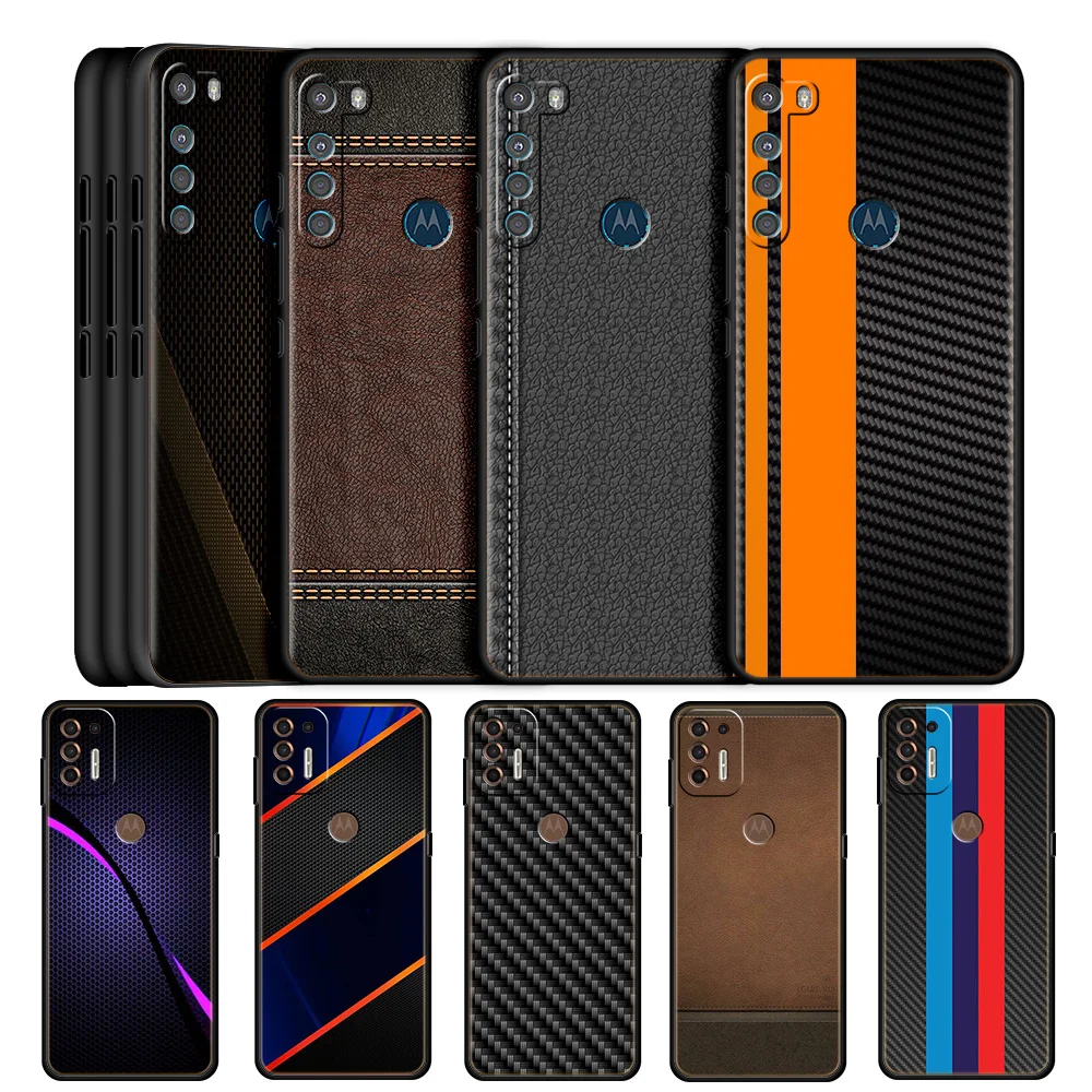 

Carbon Fiber Leather Just Print Case For Motorola Moto G30 G50 G60 G8 G9 Power One Fusion Plus E6s Black Fundas Soft Phone Cover