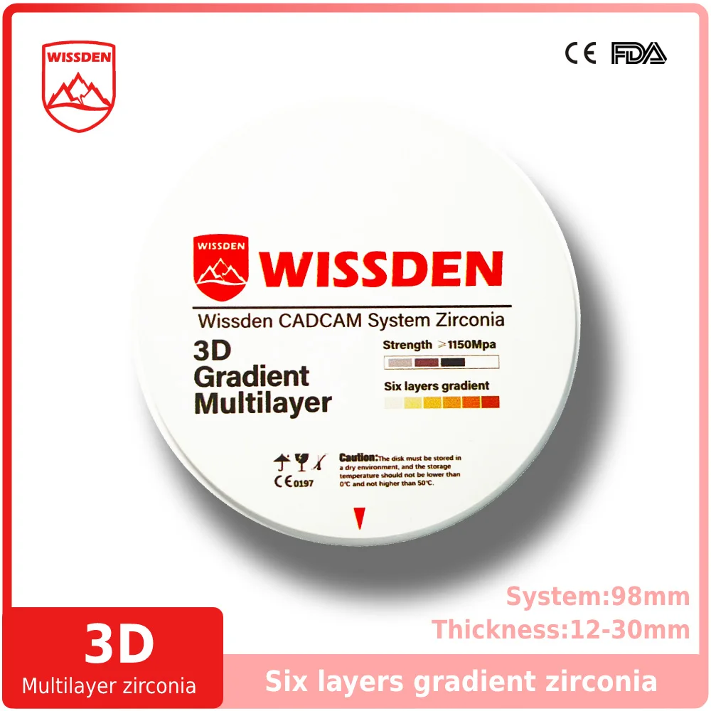 Wissden Dental Lab Materials Multilayer Zirconia Blocks 3D 98,12-30mm CAD/CAM